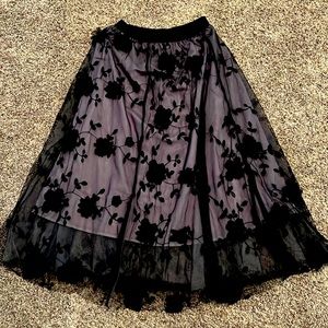 Floral sheer black lace flower skirt